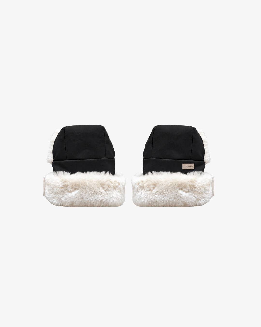 (PREORDER envío 08/11/26) - mömo Premium merino MANOPLAS | Negras con pelo crema