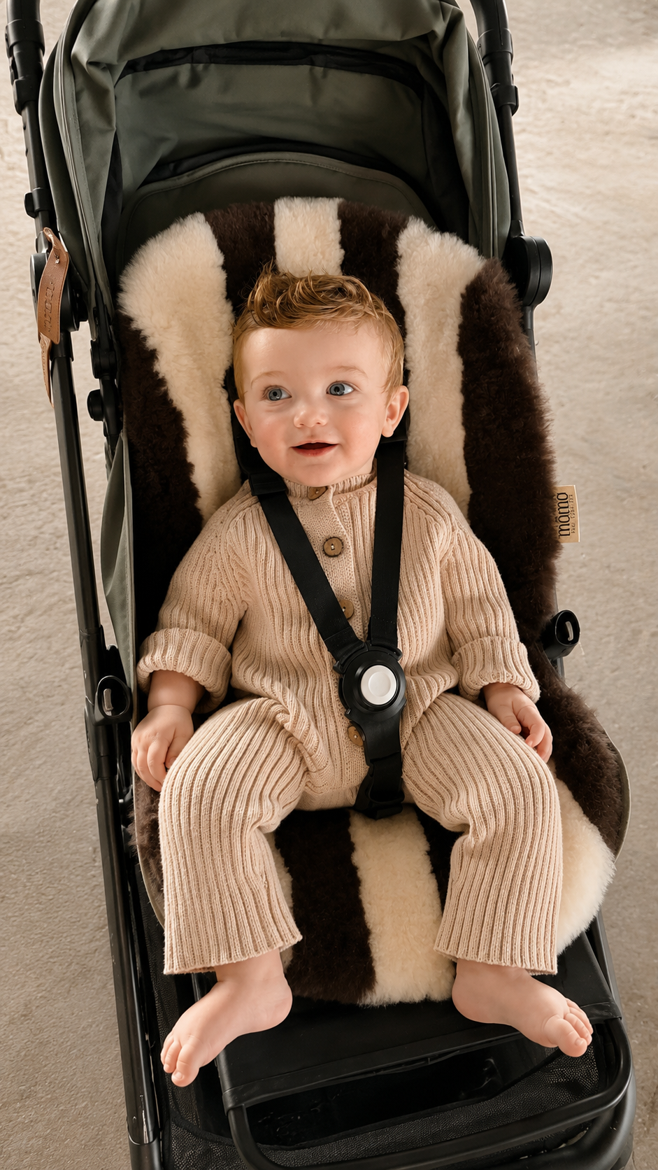 (PREORDER ENVÍO 20/09/26) mömo Premium Merino™ Stroller - Rayas chocolate & ivory