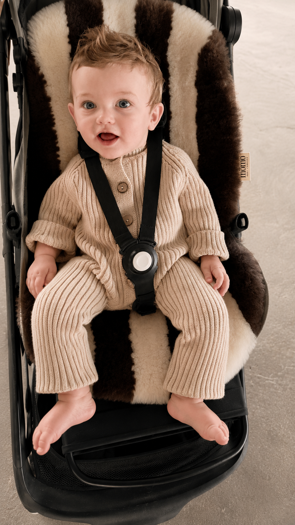 (PREORDER ENVÍO 20/09/26) mömo Premium Merino™ Stroller - Rayas chocolate & ivory