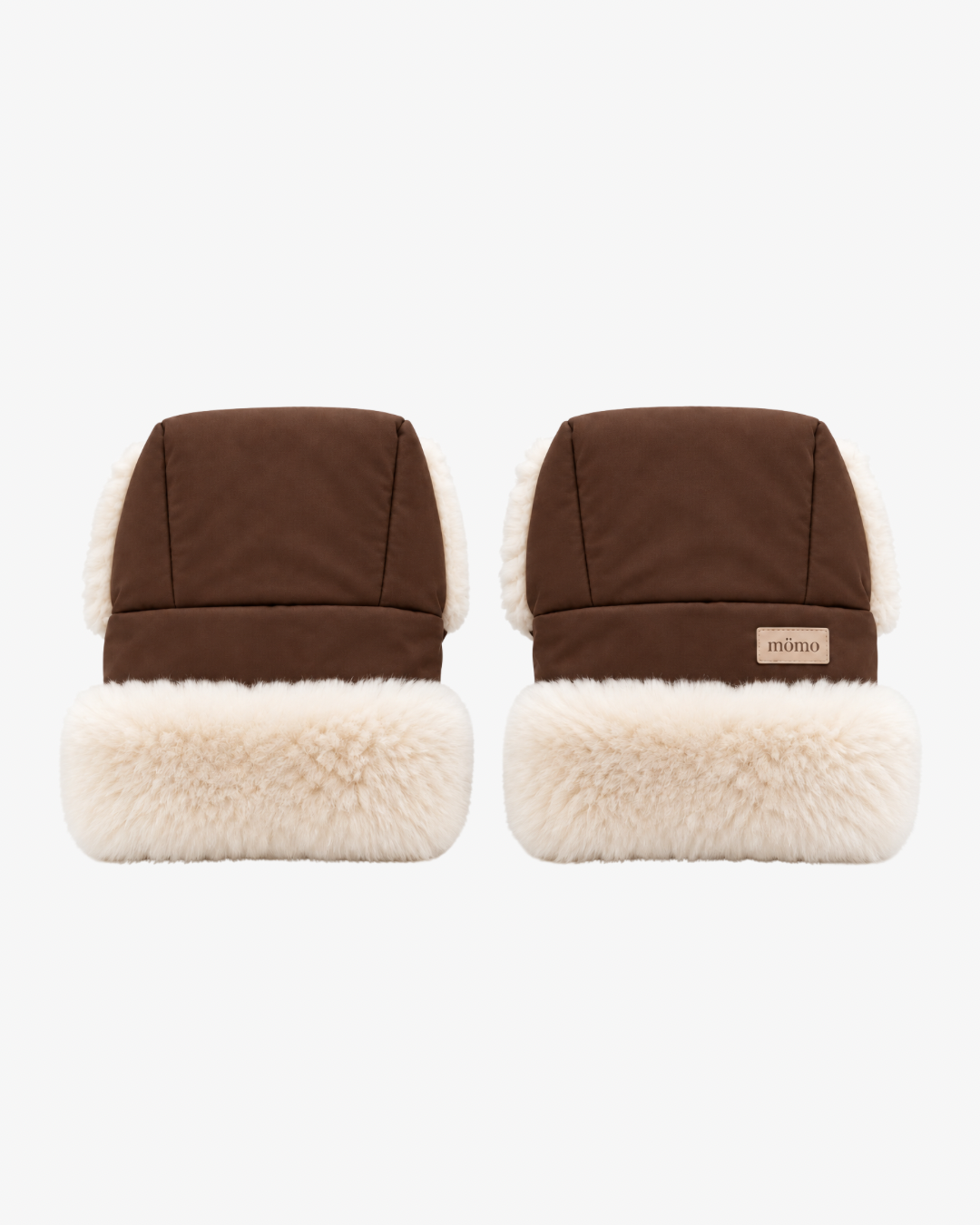 (PREORDER envío 15/11/26) - mömo Premium merino PRAM MITTENS | Chocolate con pelo crema