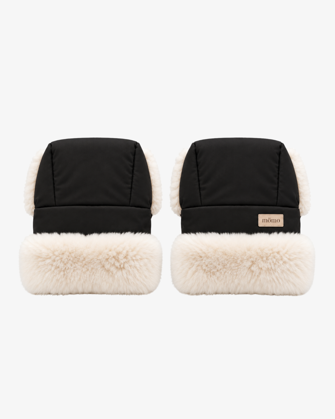 (PREORDER envío 08/11/26) - mömo Premium merino PRAM MITTENS | Negras con pelo crema